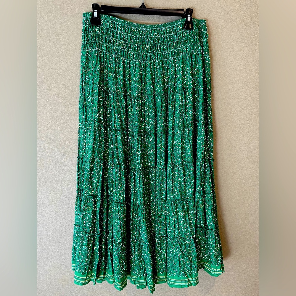 Max Studio Flowy Green Tiered Skirt NWOT